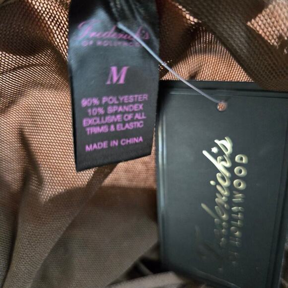 NWT Frederick's of Hollywood Lola Brown Mesh Long-Sleeve Lace-Up Bodysuit Size M - Picture 9 of 12